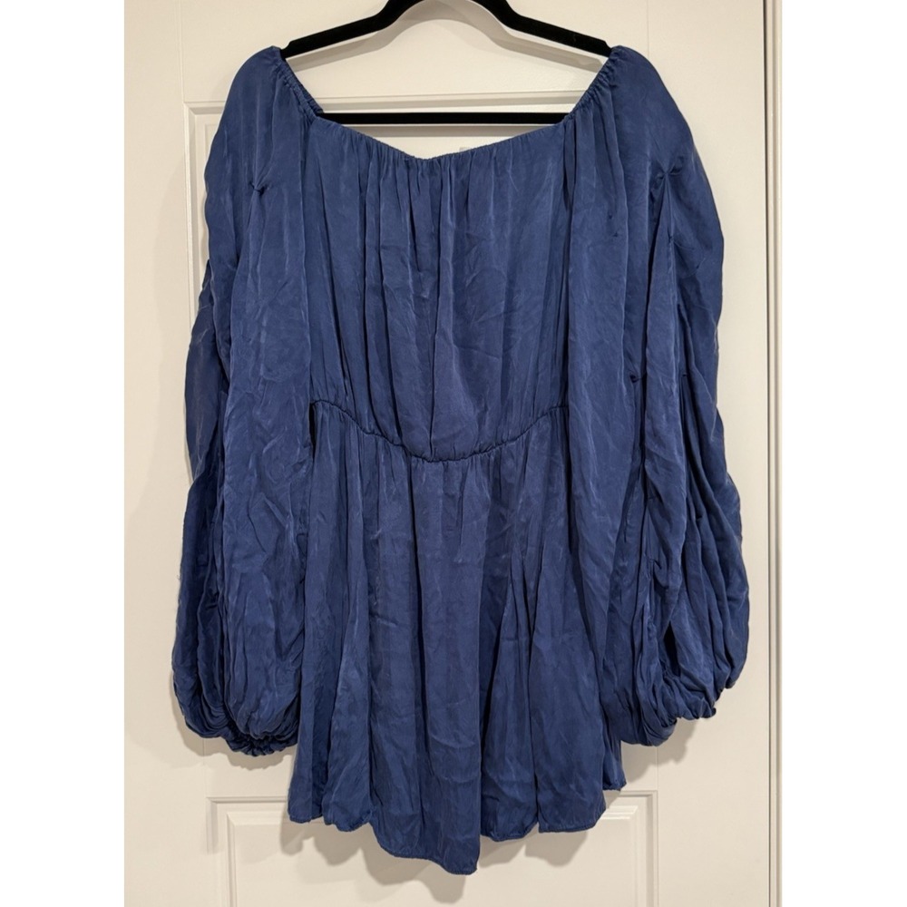Revolve Lovers and Friends Windblown Off Shoulder Dress Size S Slate Blue Event